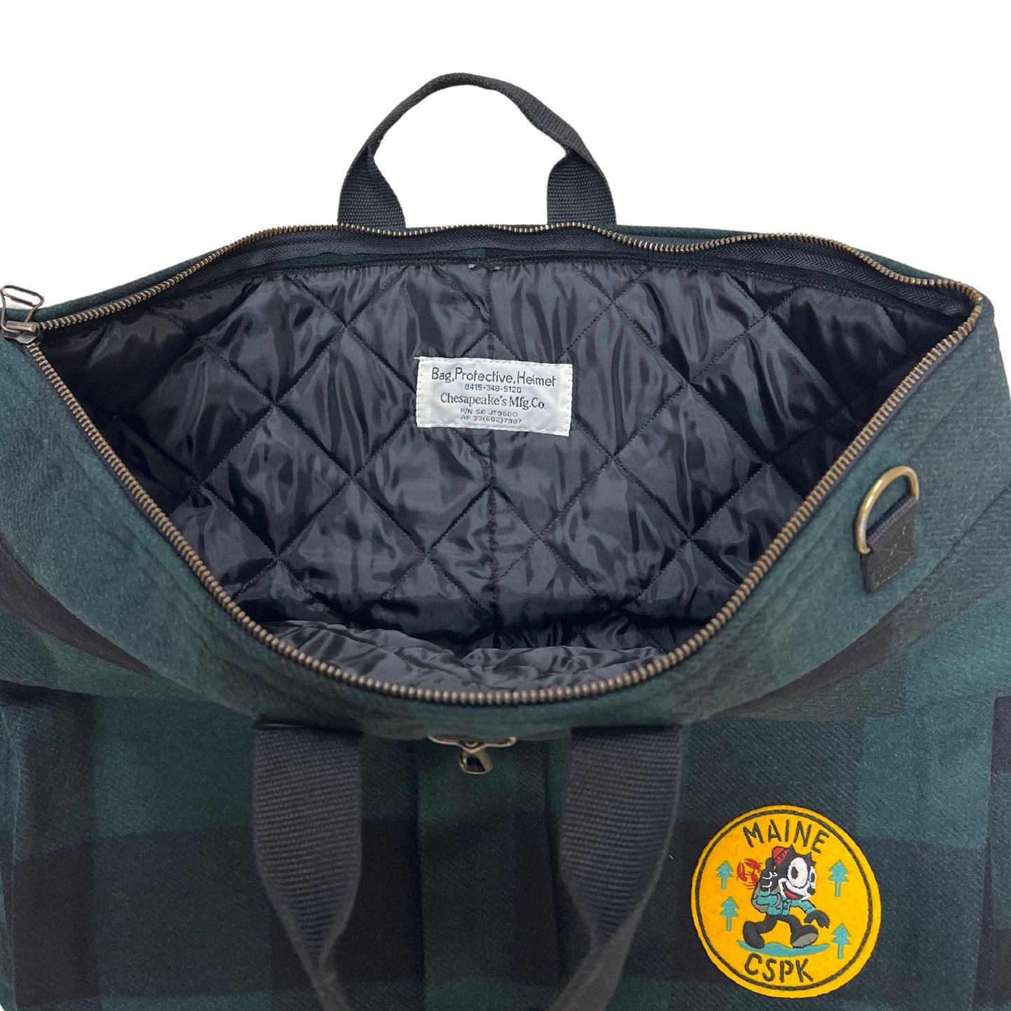 HELMET BAG WOOL CHECK GREEN