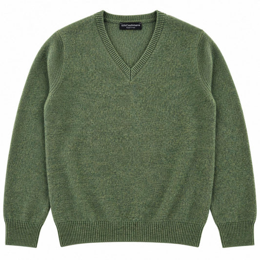 SCOLLO V FINEZZA 7 100%CASHMERE COL.VERDE