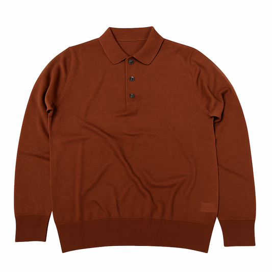 POLO MANICA LUNGA 120s COL.MATTONE