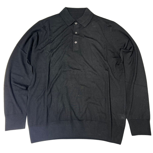 POLO MANICA LUNGA 120s COL.NERO