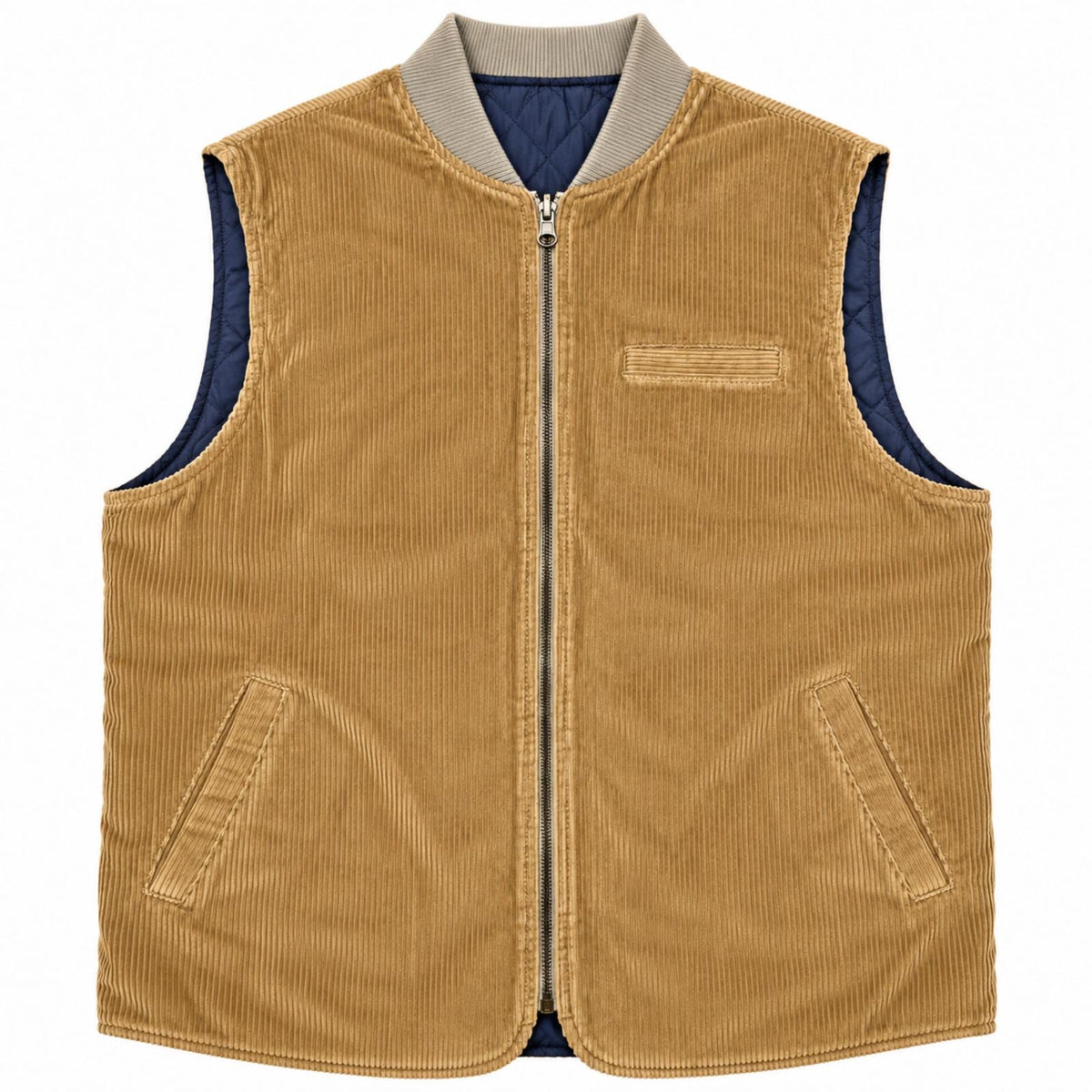GILET REVERSIBILE VELVET COL.SAND/NAVY