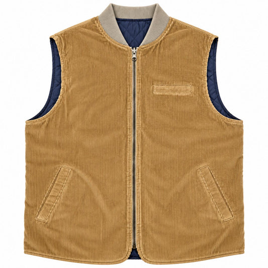 GILET REVERSIBILE VELVET COL.SAND/NAVY