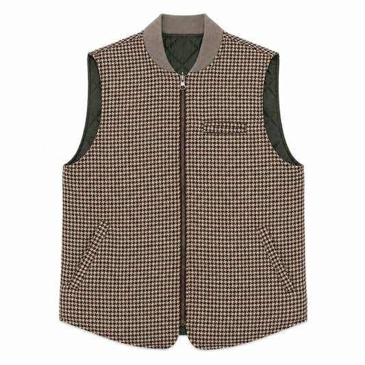 GILET REVERSIBILE WOOL COL.PIED DE POULE
