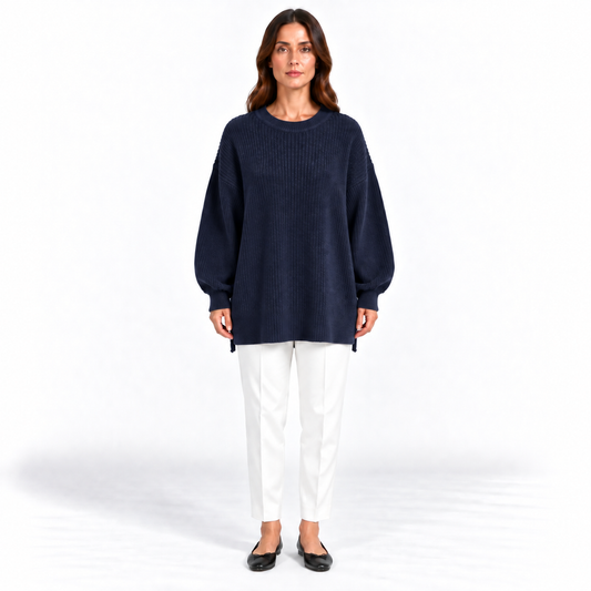 Girocollo 100% cashmere blu - donna