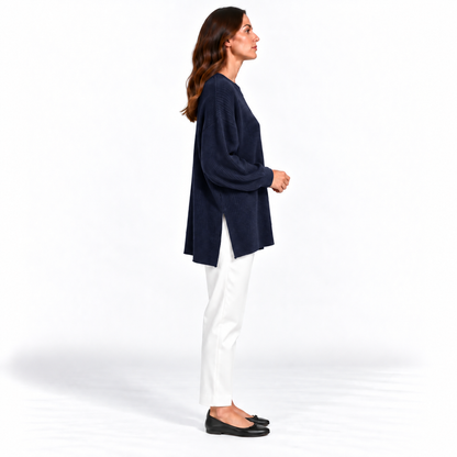 Girocollo 100% cashmere blu - donna