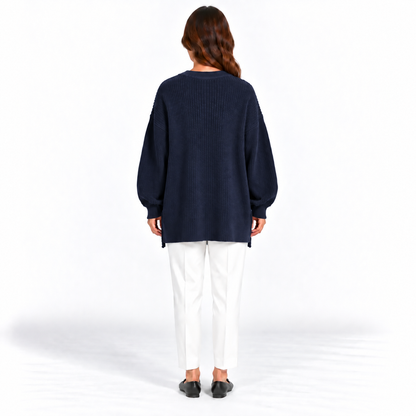 Girocollo 100% cashmere blu - donna