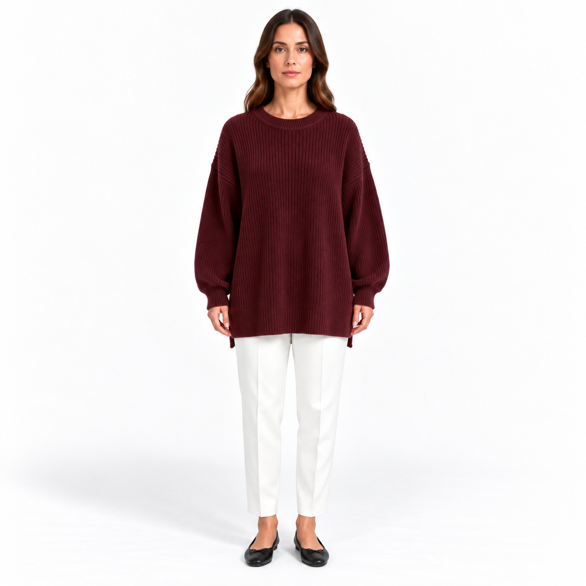 Girocollo 100% cashmere bordeaux - donna