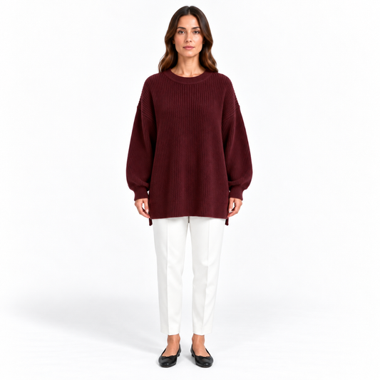 Girocollo 100% cashmere bordeaux - donna