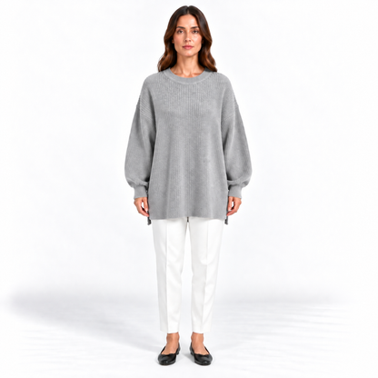 Girocollo 100% cashmere grigio perla - donna