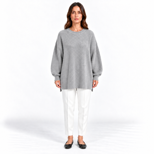 Girocollo 100% cashmere grigio perla - donna