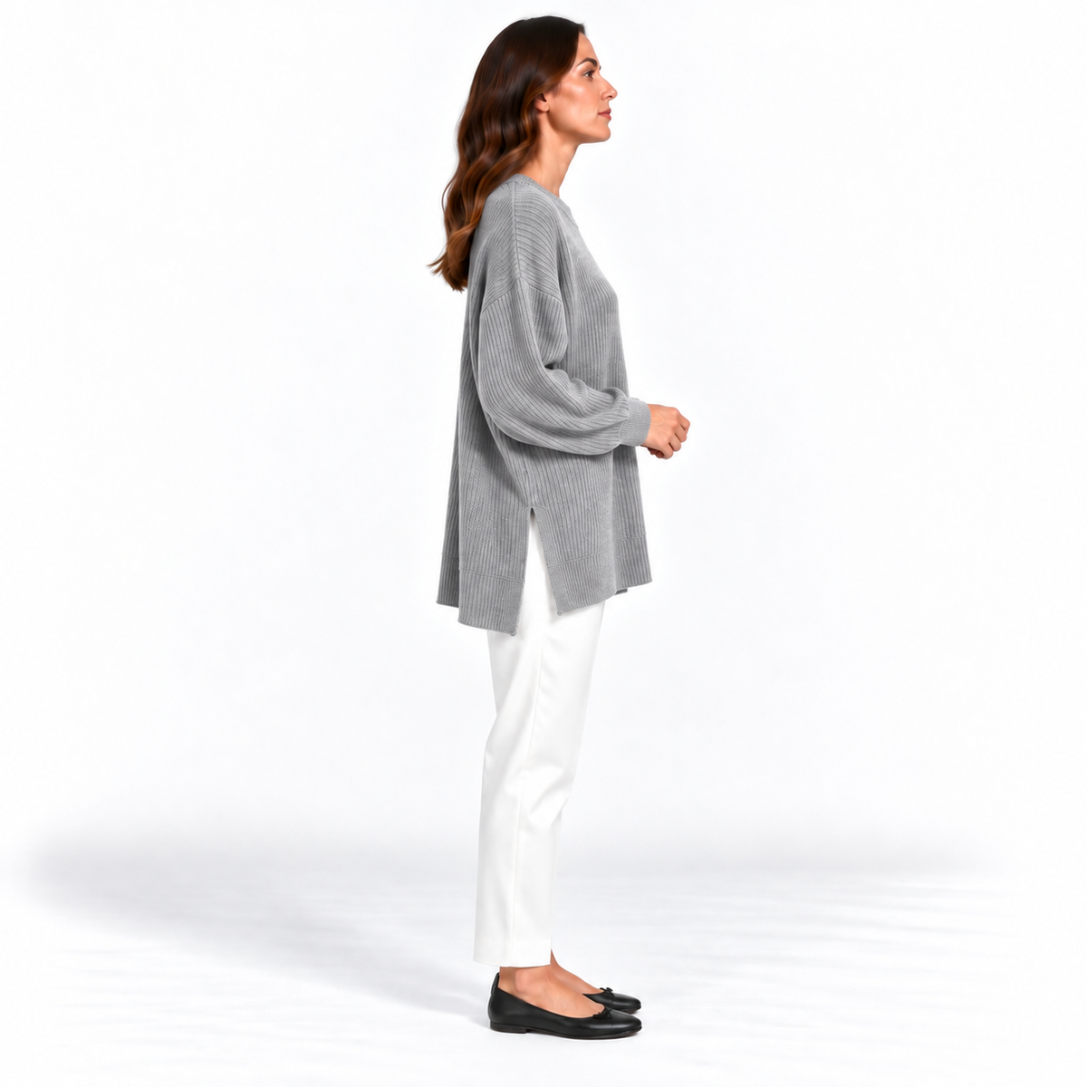 Girocollo 100% cashmere grigio perla - donna