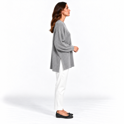 Girocollo 100% cashmere grigio perla - donna