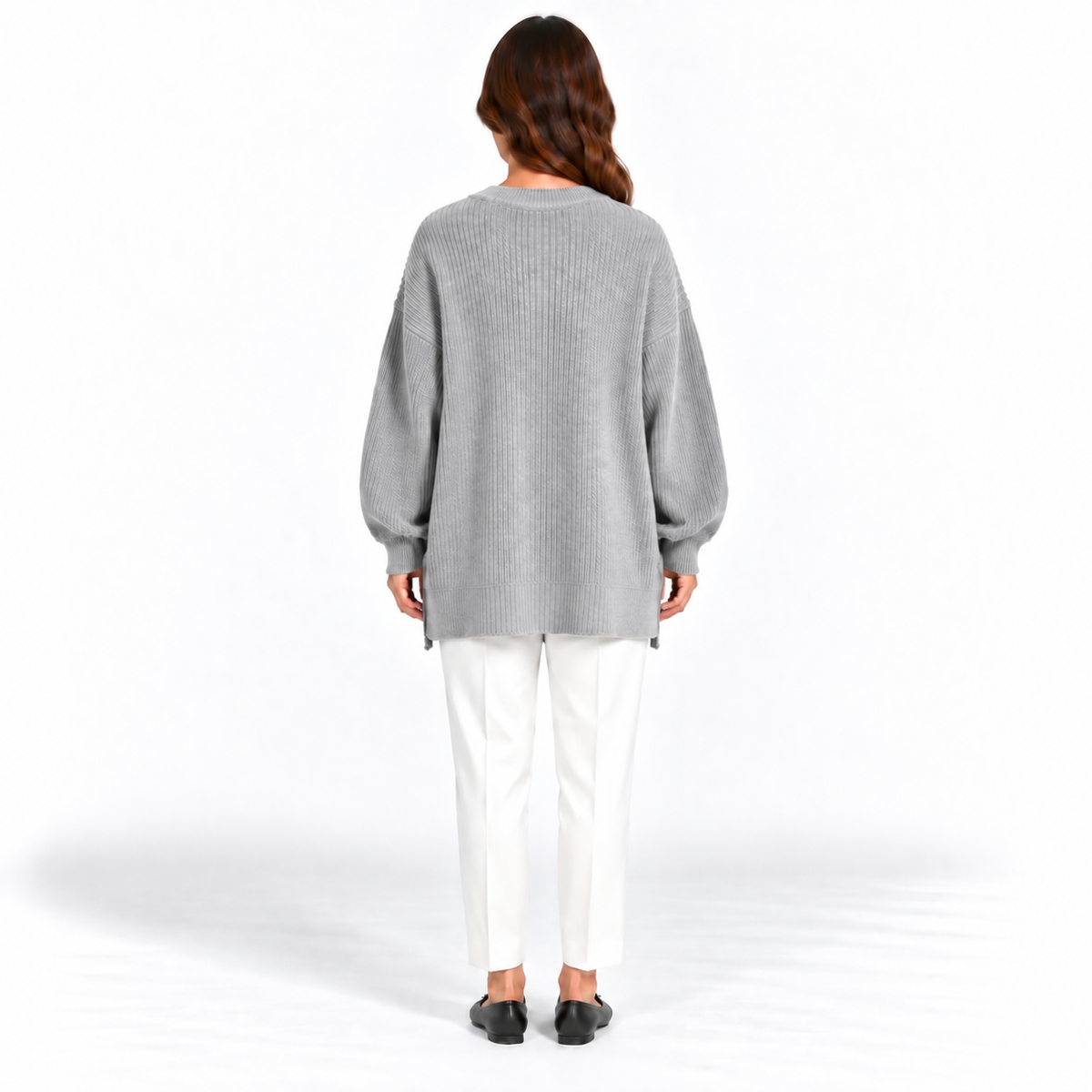 Girocollo 100% cashmere grigio perla - donna