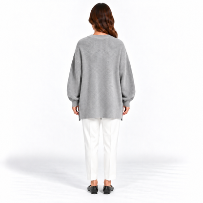 Girocollo 100% cashmere grigio perla - donna