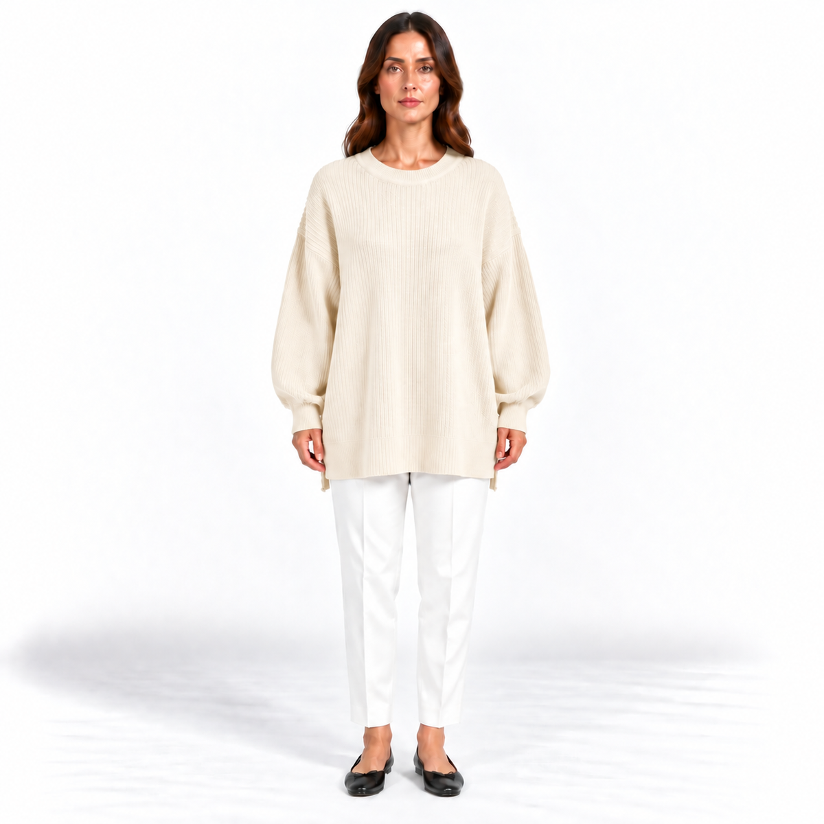 Girocollo 100% cashmere panna - donna