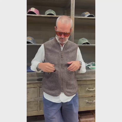 GILET WOLF WOOL COL.BROWN